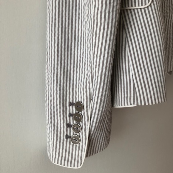 Mexx seersucker grey-taupe pinstripe blazer jacket - Picture 8 of 9